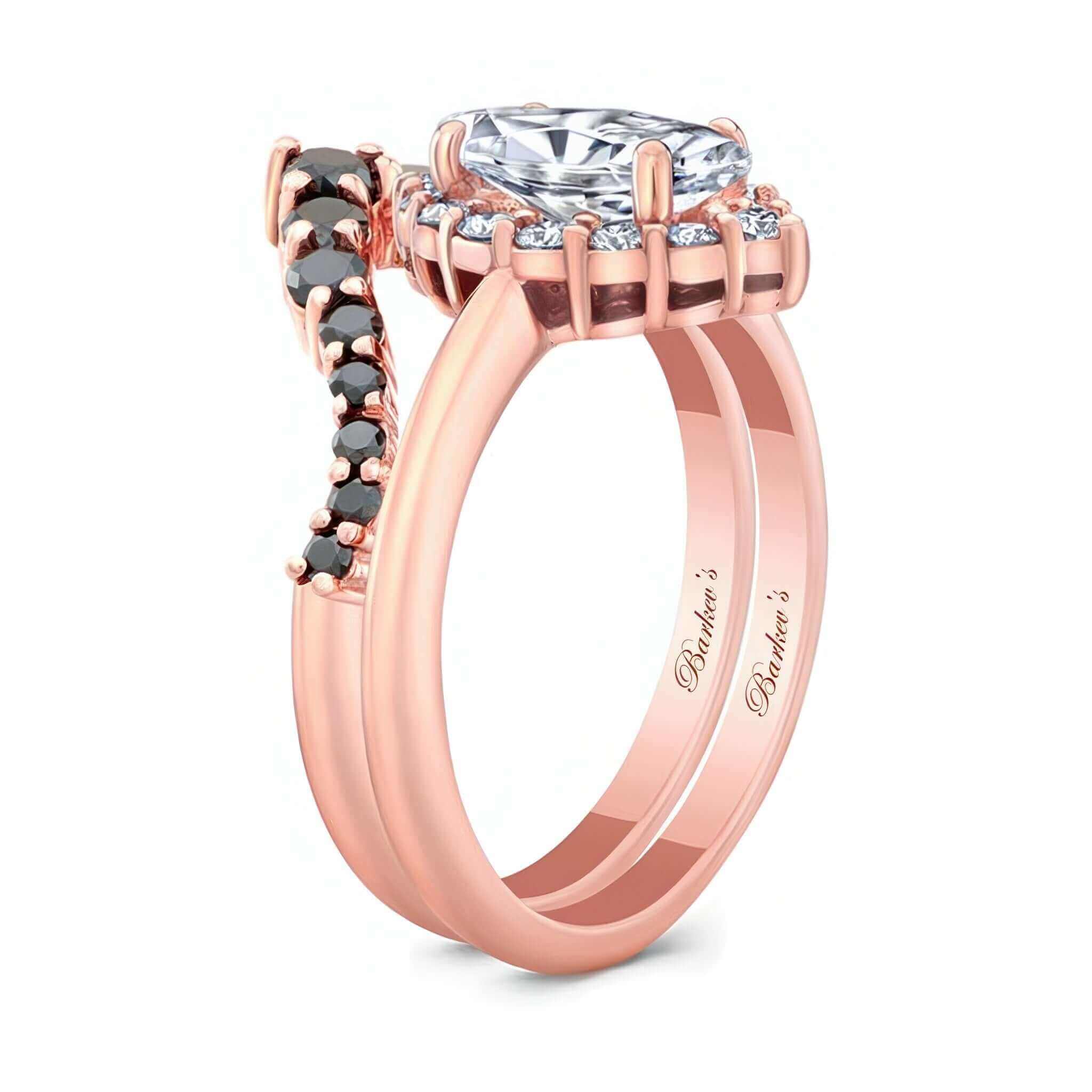 Marquise Cut Diamond Wedding Set With Black Diamonds