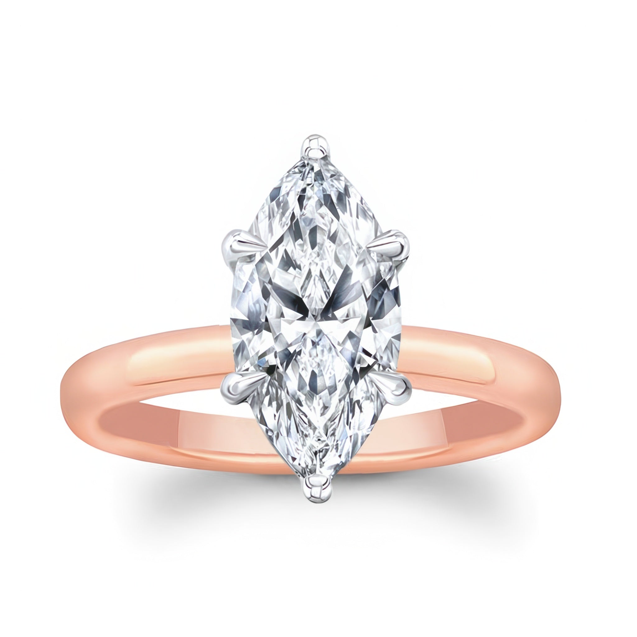 Marquise Lab Diamond Solitaire Engagement Ring
