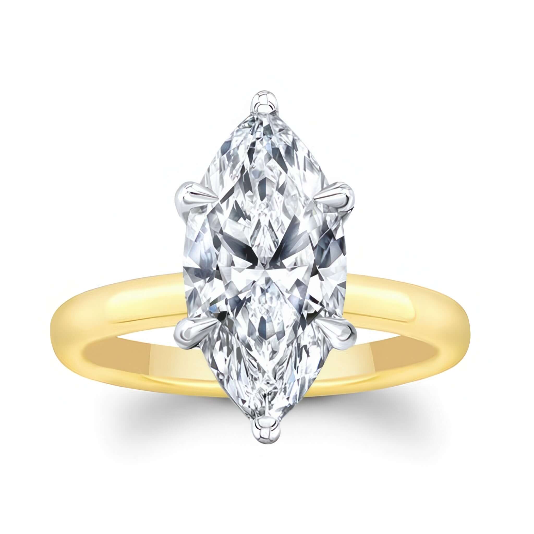 3 Carat Marquise Lab Diamond Solitaire Engagement Ring
