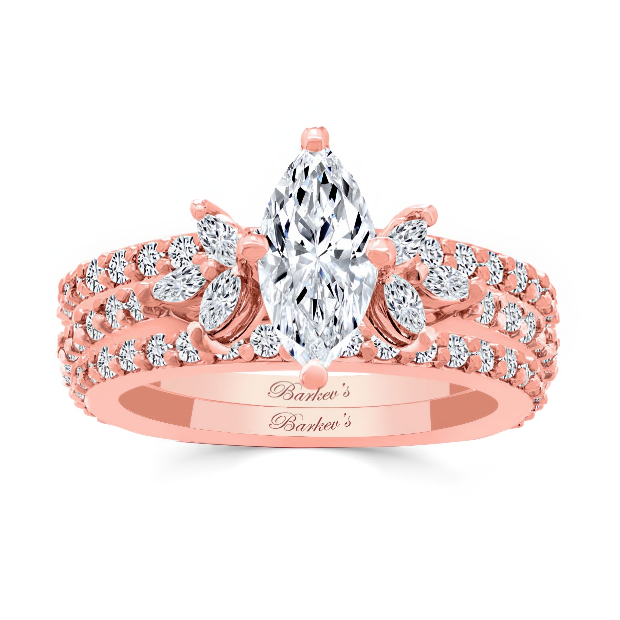 Marquise Cut Lab Diamond Bridal Set With 2 Bands