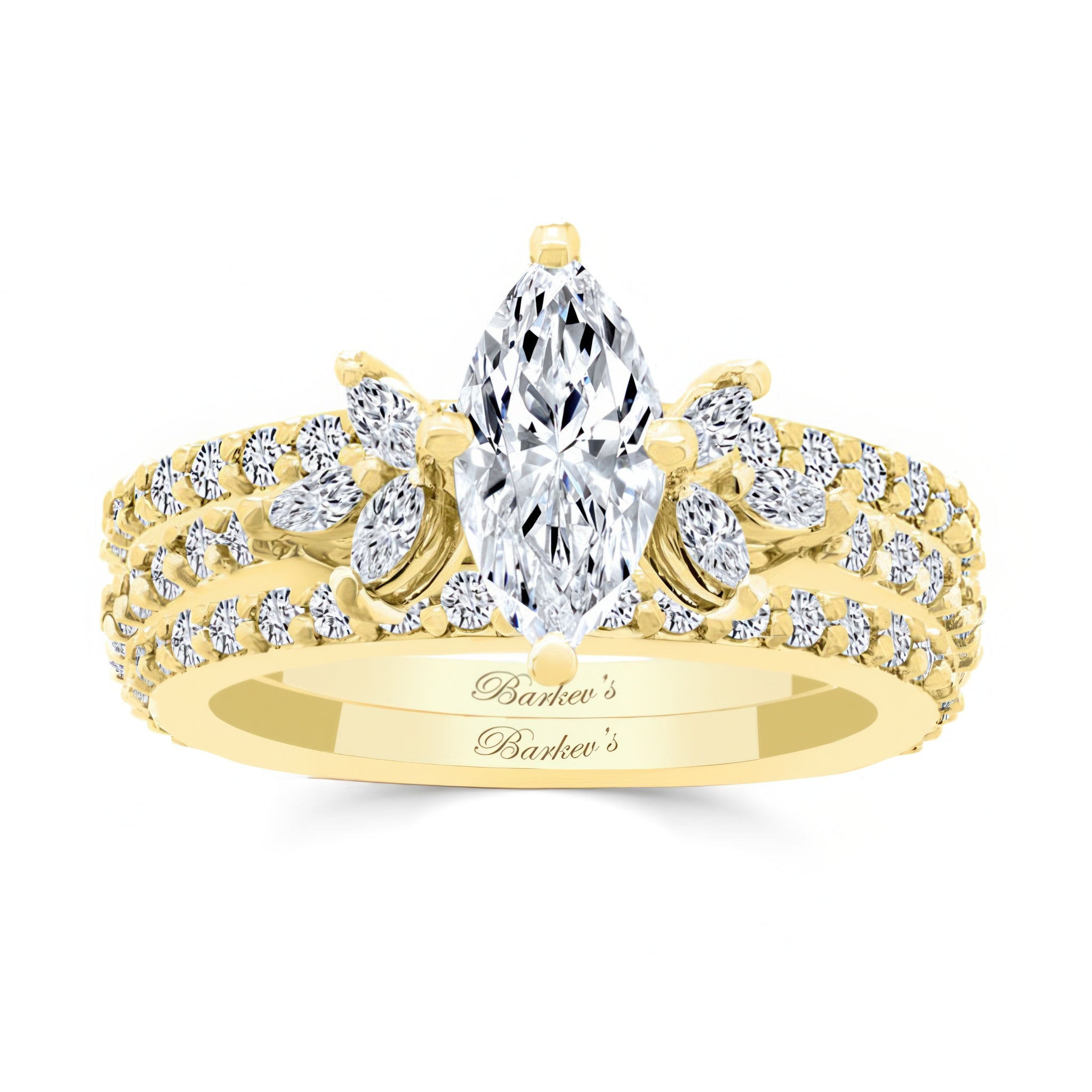 Marquise Cut Lab Diamond Bridal Set With 2 Bands