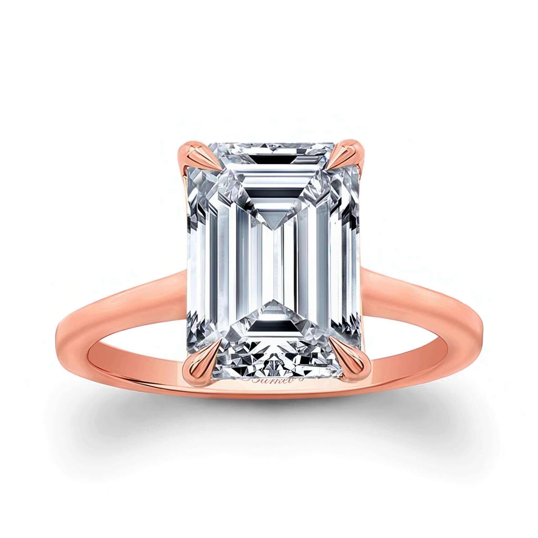 2 Carat Emerald Cut Lab Diamond Solitaire Engagement Ring