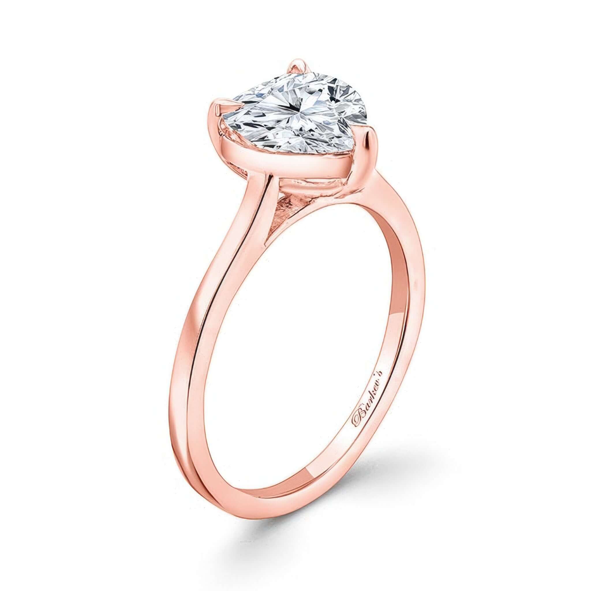 2 Carat Heart Shape Lab Diamond Solitaire Engagement Ring in rose gold with a sparkling diamond centerpiece.
