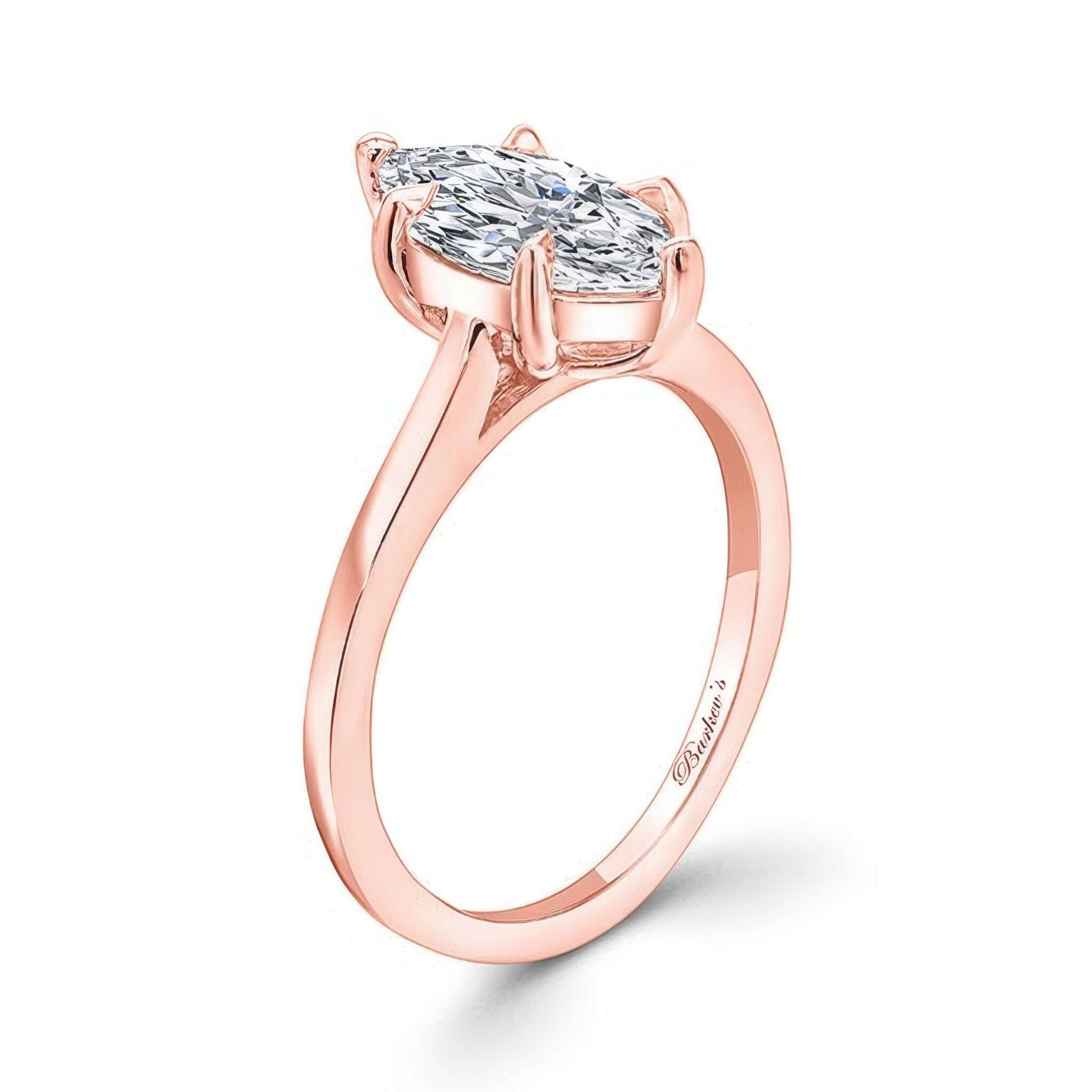 2 Carat Marquise Cut Lab Diamond Solitaire Engagement Ring in rose gold setting with sparkling diamond centerpiece.