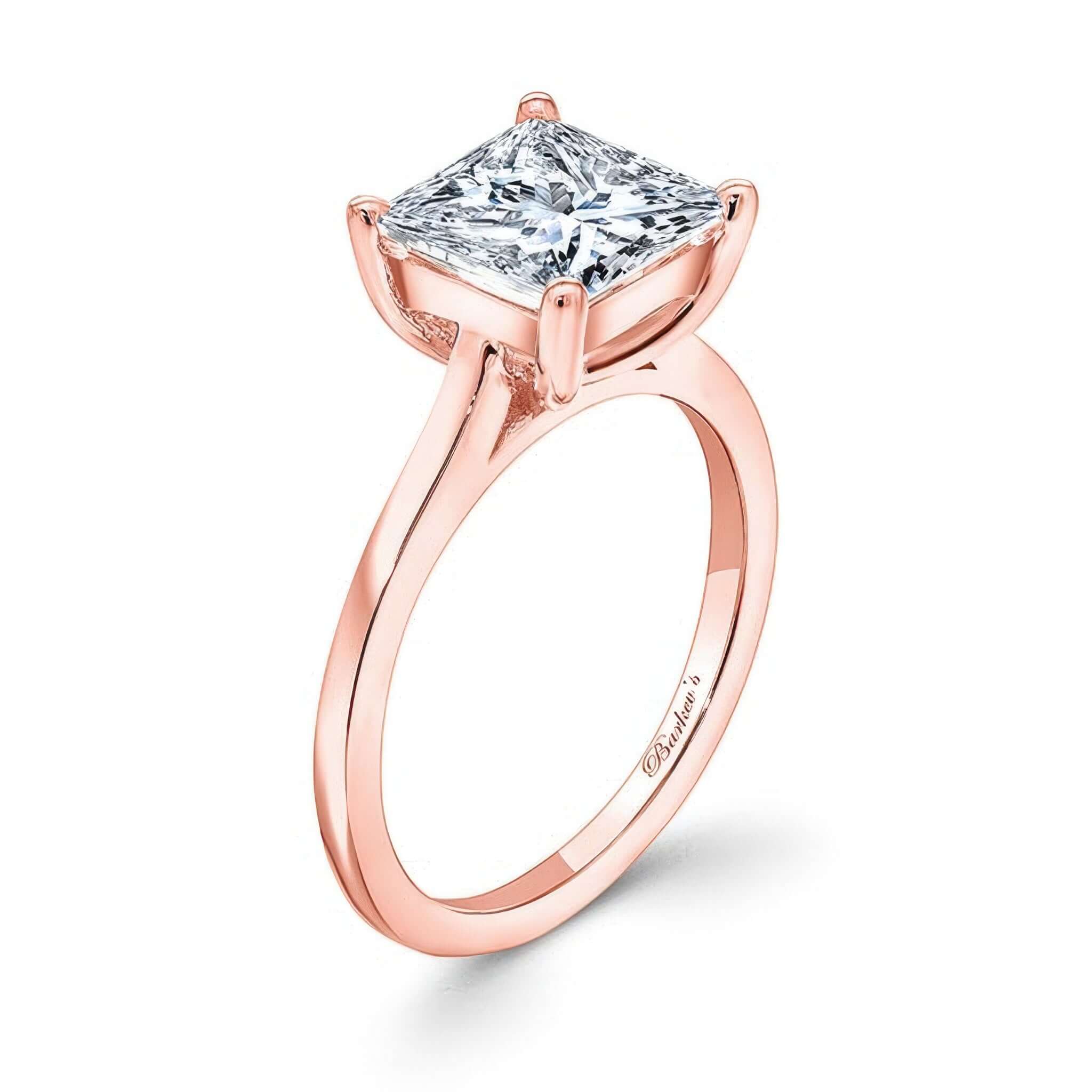 2 Carat Princess Cut Lab Diamond Solitaire Engagement Ring in rose gold setting showcasing its sparkling centerpiece.
