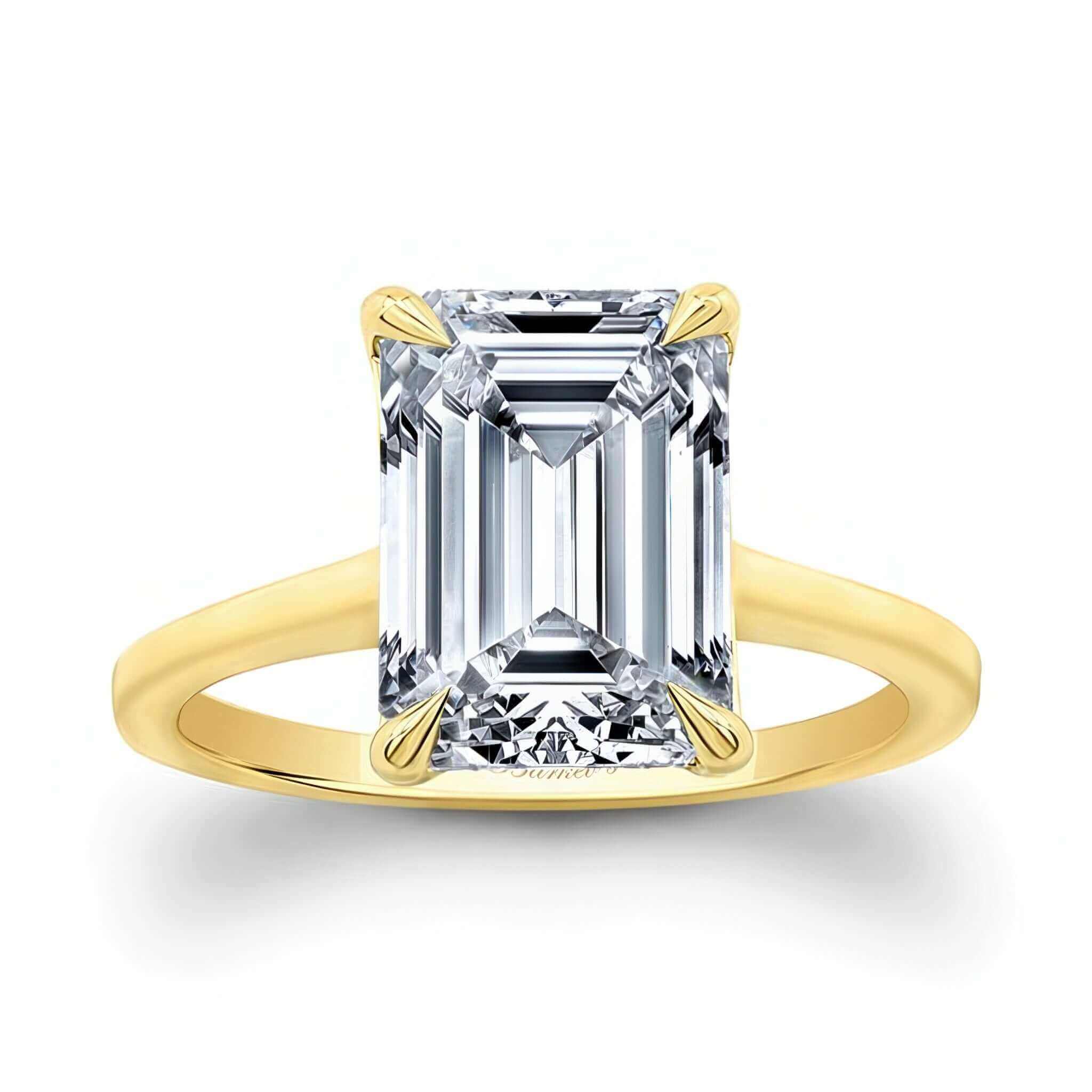 2 Carat Emerald Cut Lab Diamond Solitaire Engagement Ring