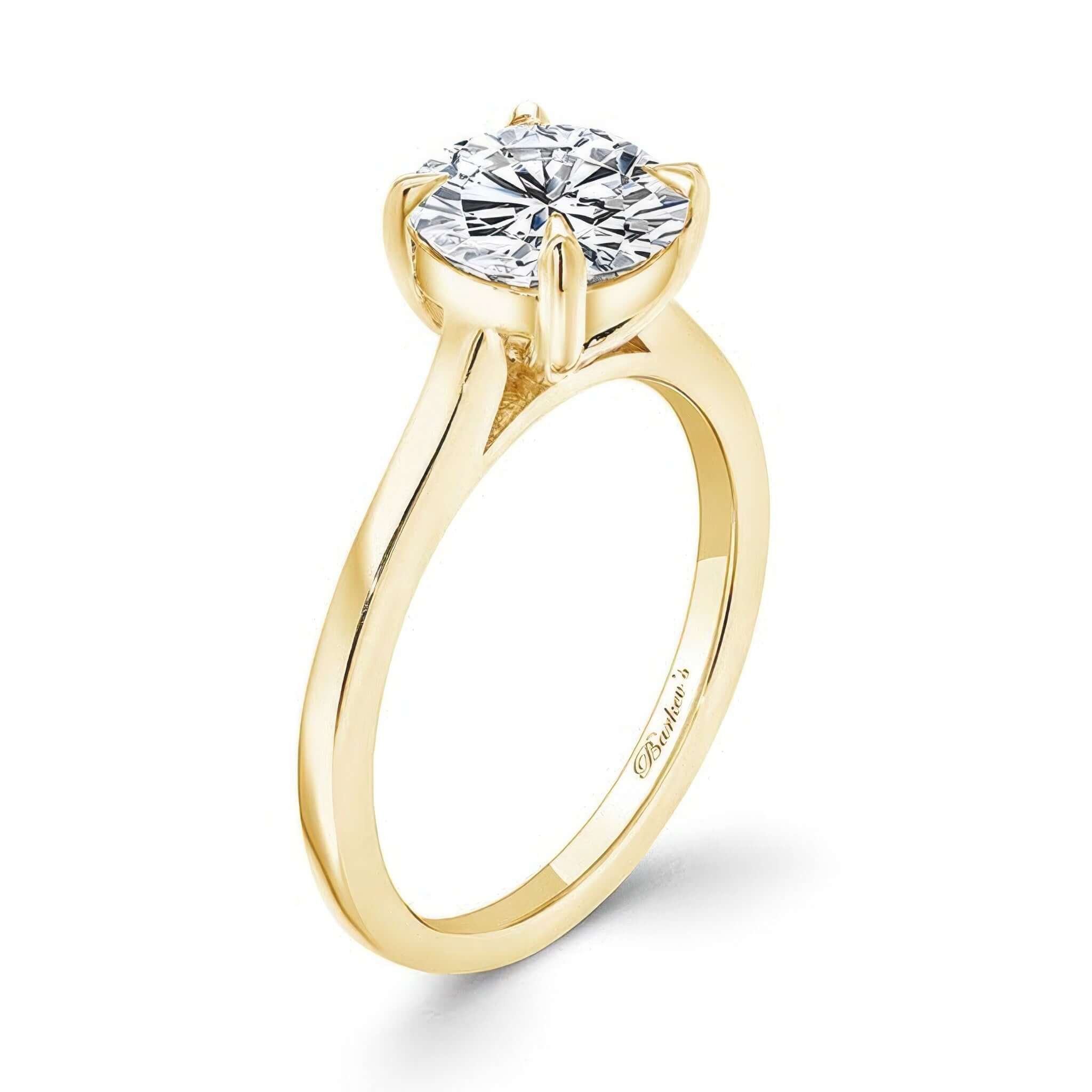 2 Carat Round Lab Diamond Solitaire Engagement Ring in elegant yellow gold setting.