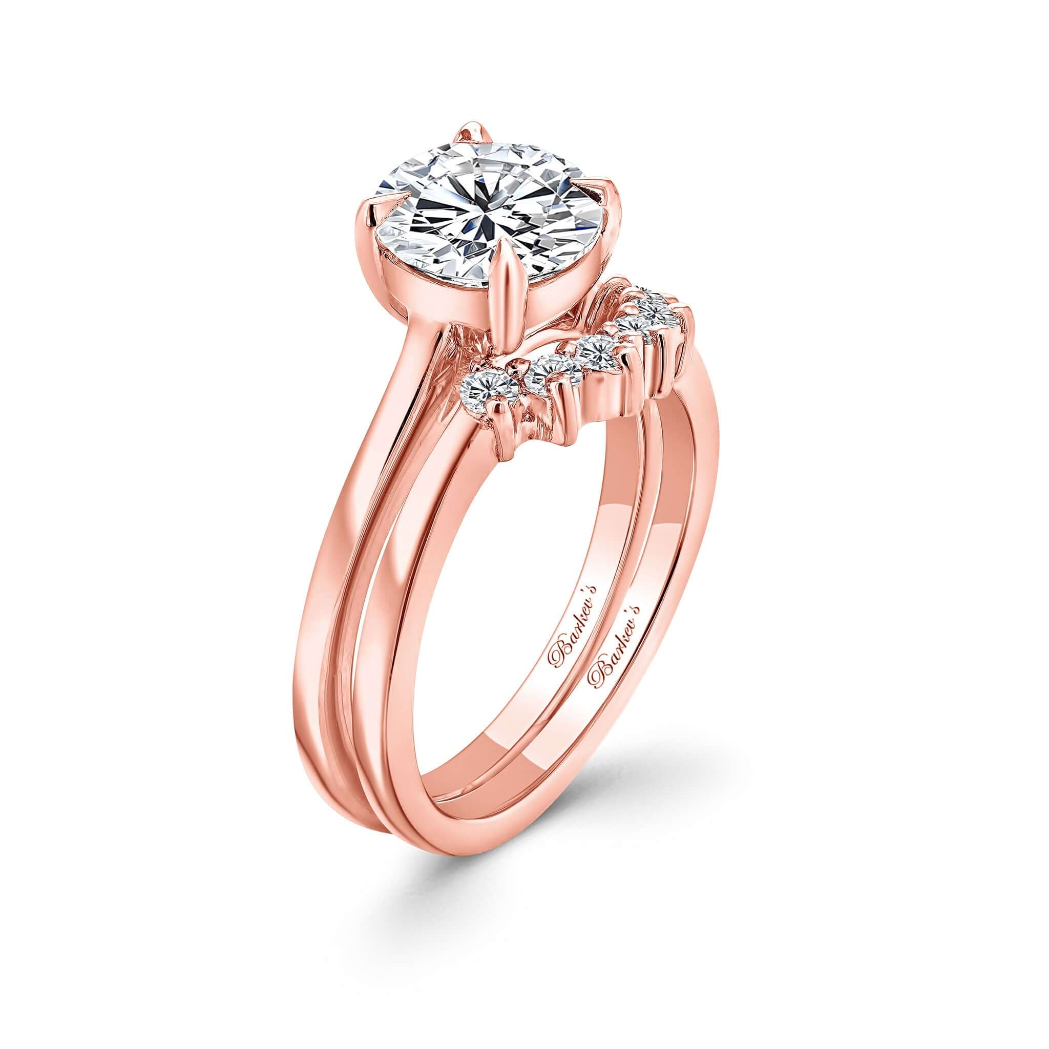 2 Carat Round Diamond Bridal Set with a round diamond centerpiece and elegant wedding band in rose gold.