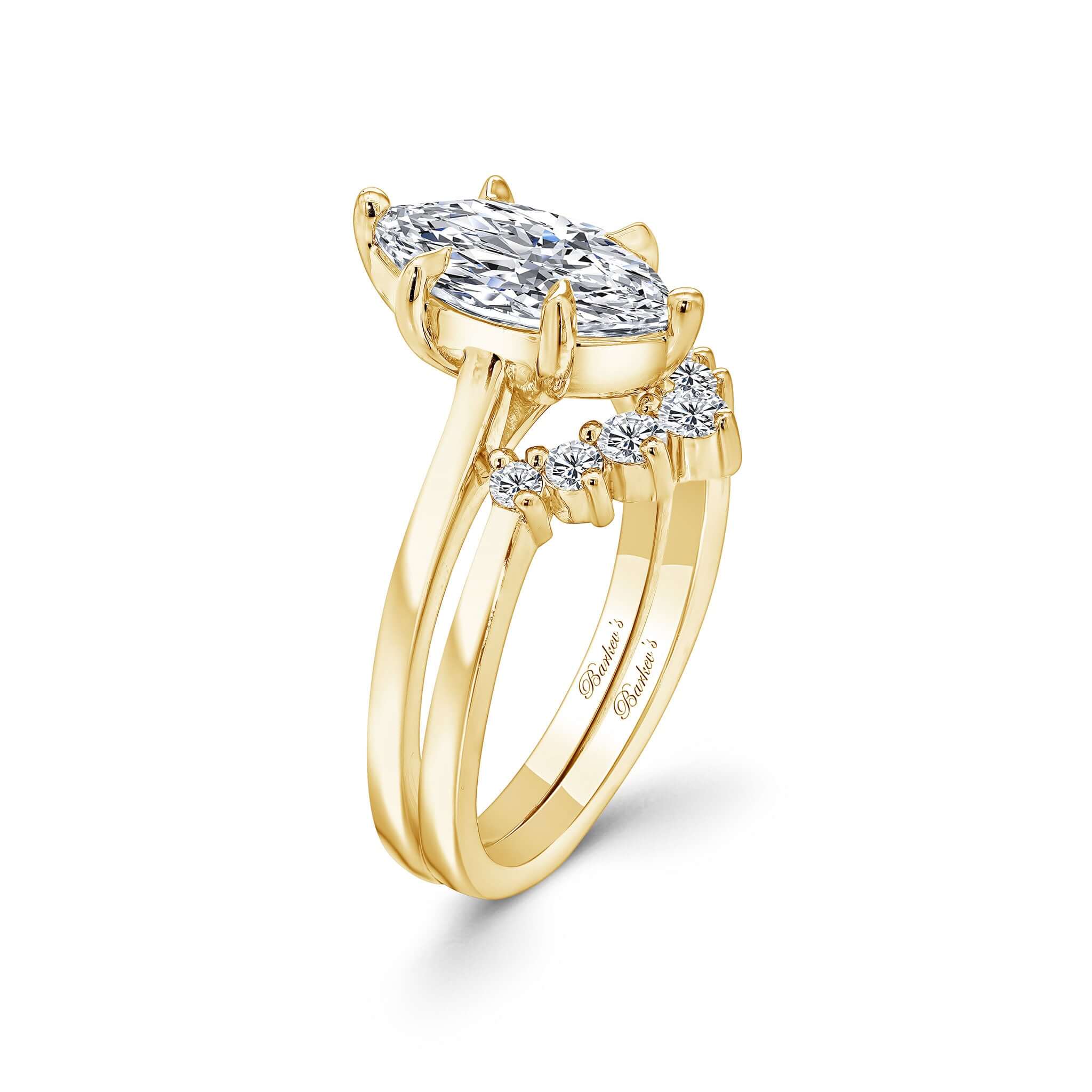 2 Carat Marquise Moissanite Bridal Set showcasing a stunning marquise-shaped centerpiece and diamond wedding band.