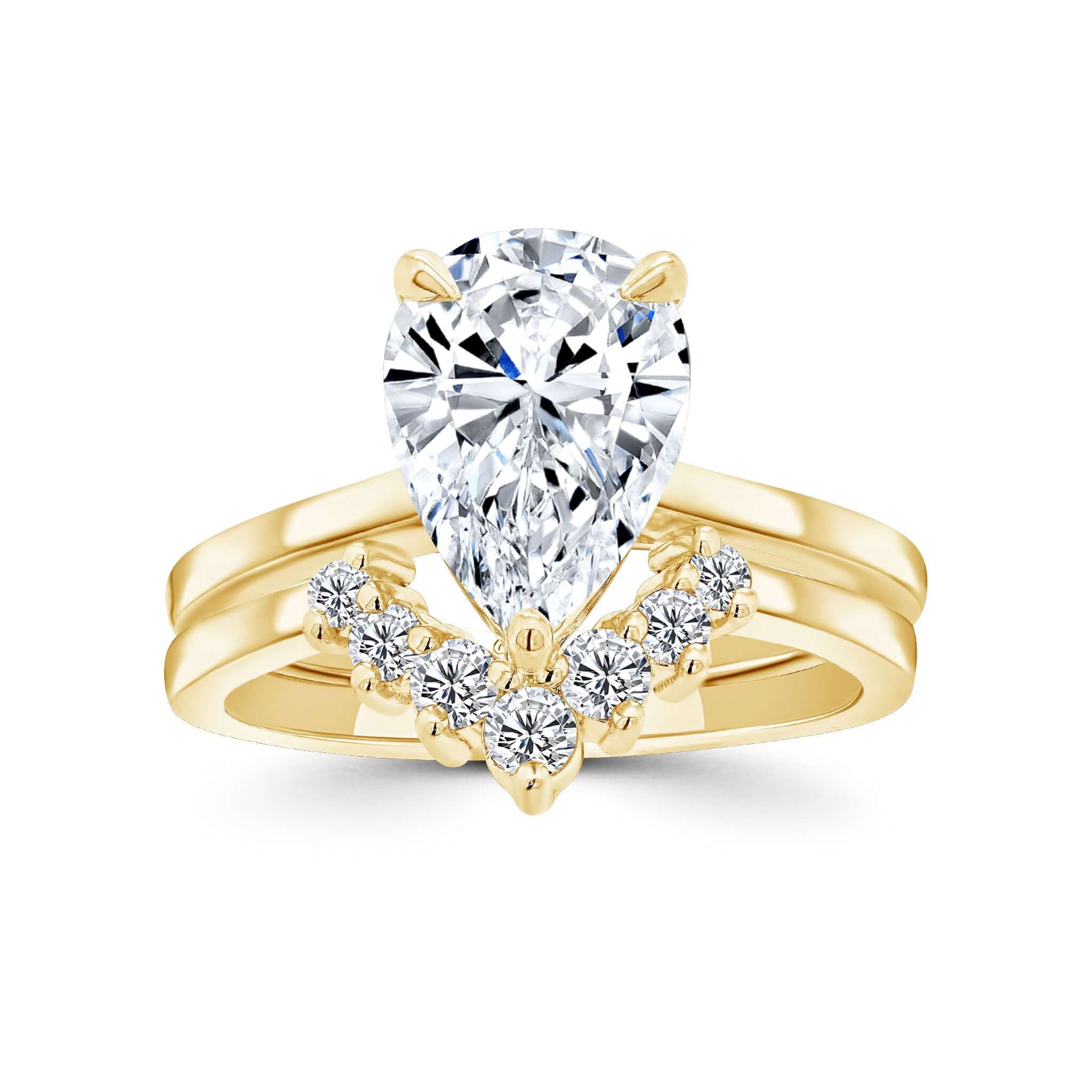 2 Carat Pear Shape Moissanite Bridal Set