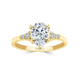 Modern 2 Carat Pear Shape Moissanite Ring