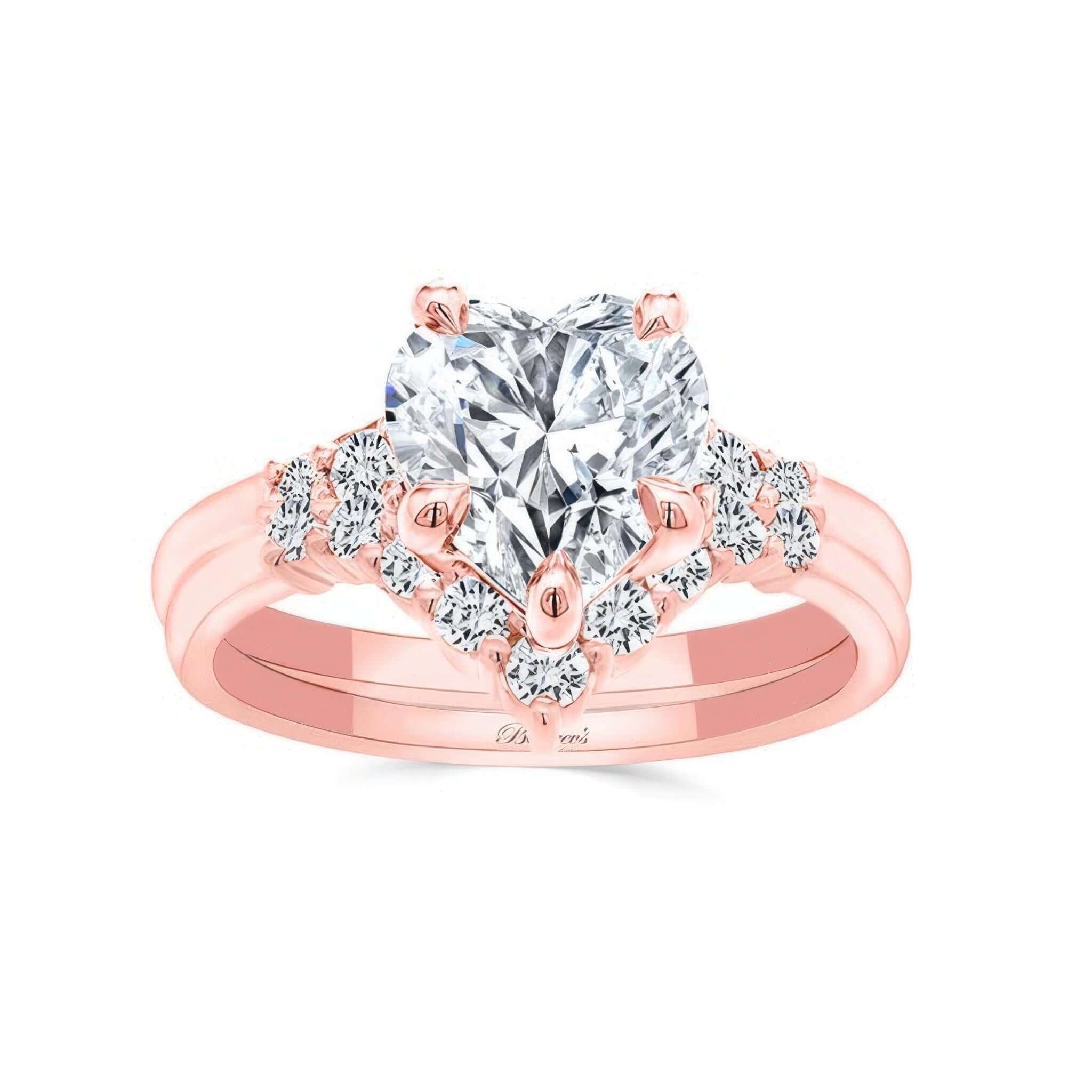 Modern 2 Carat Heart Shape Diamond Wedding Ring Set