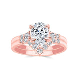 Modern 2 Carat Pear Shape Lab Diamond Wedding Ring Set