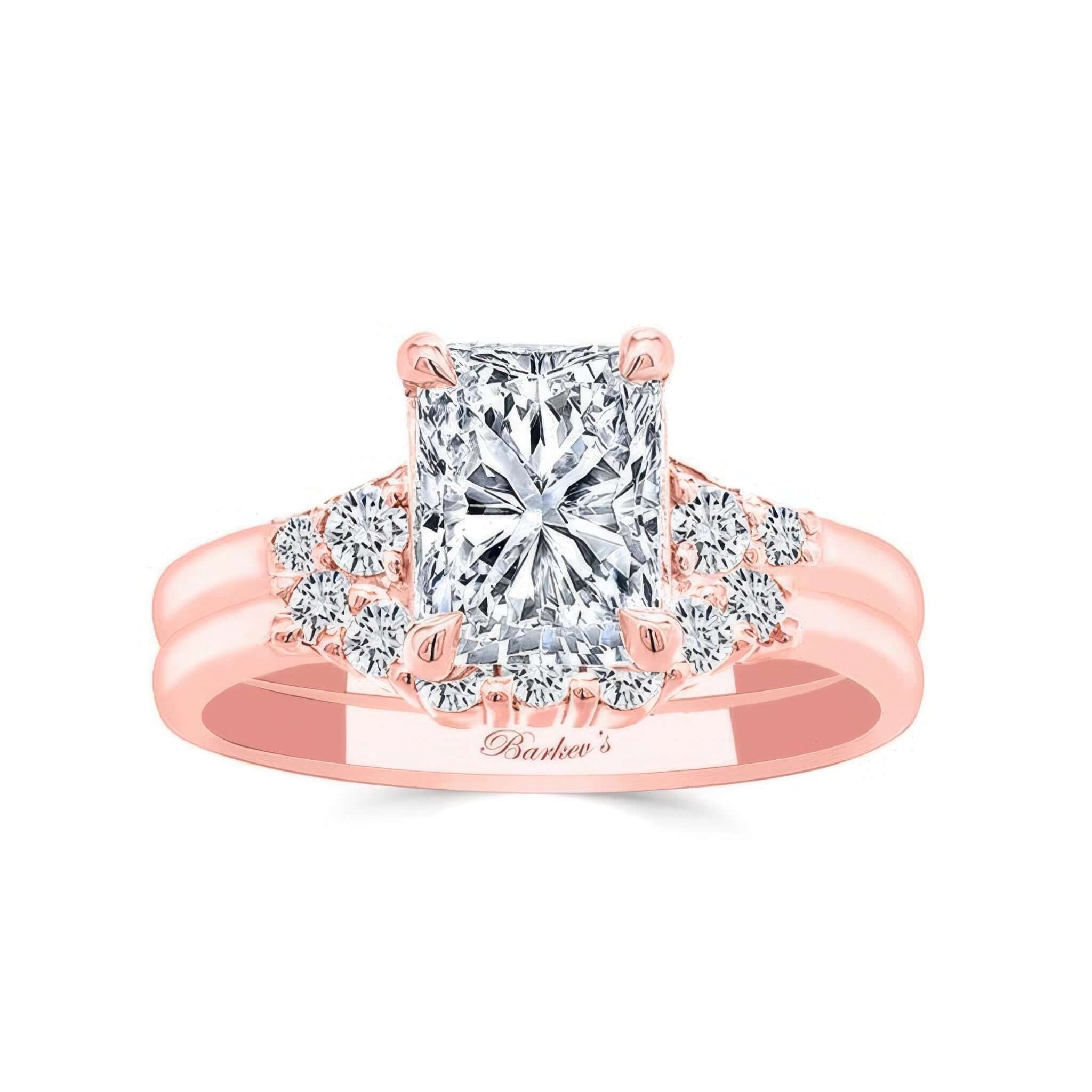 Modern 2 Carat Radiant Diamond Wedding Ring Set