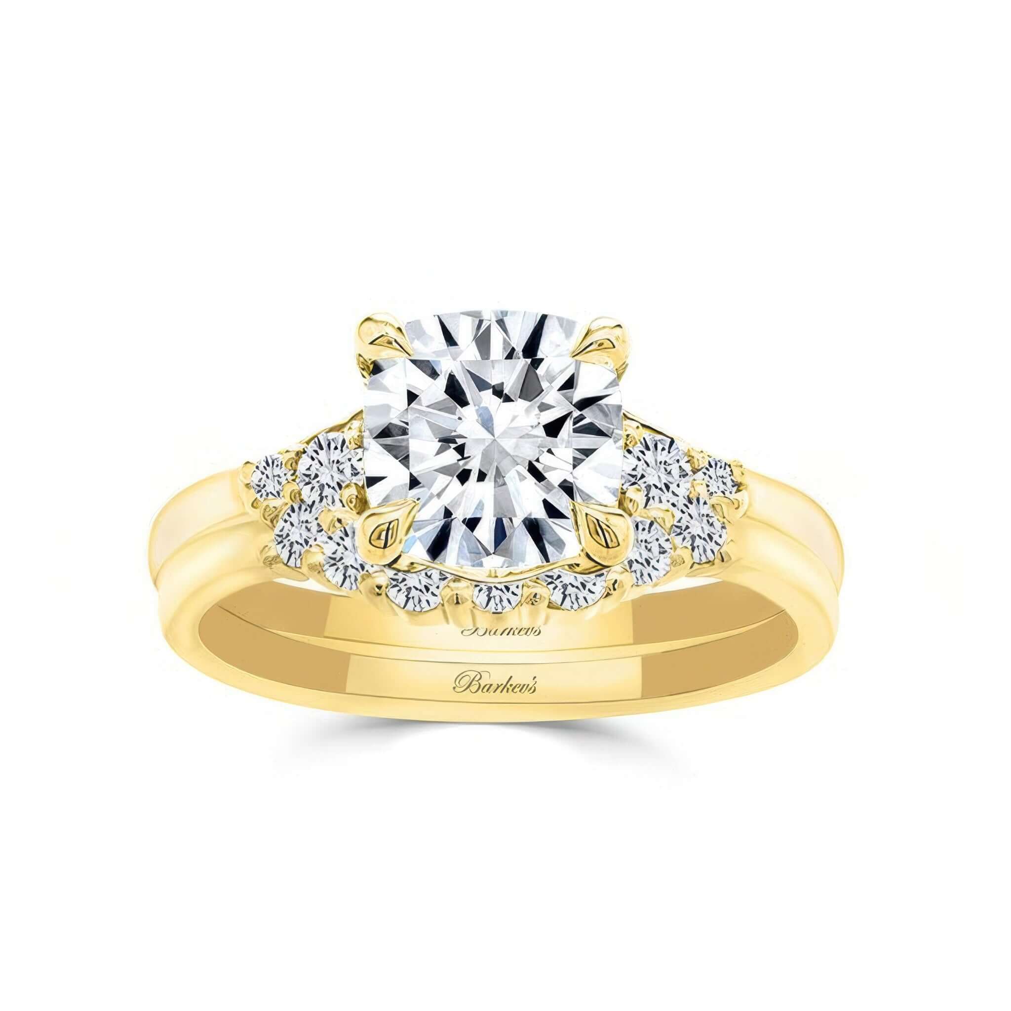 Modern 2 Carat Cushion Cut Diamond Wedding Ring Set
