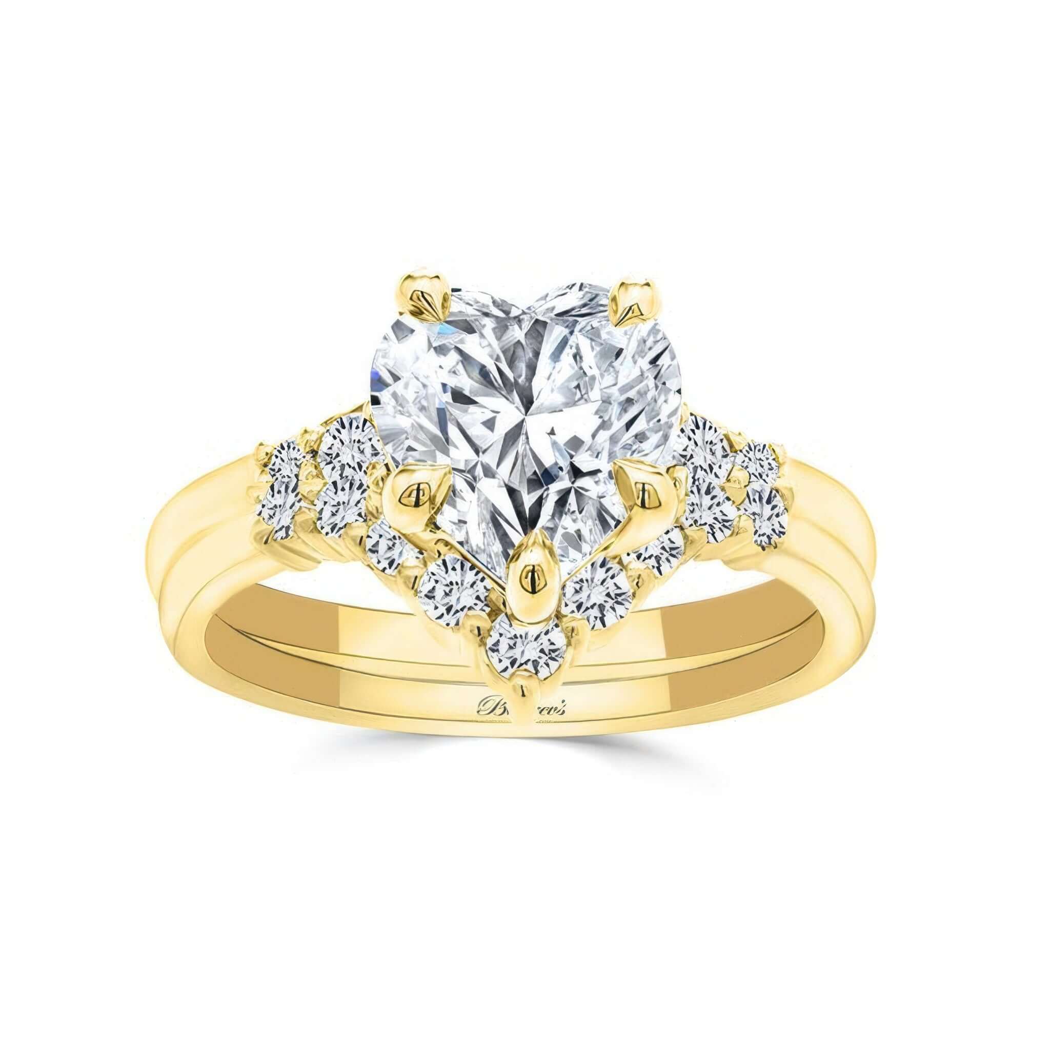 Modern 2 Carat Heart Shape Diamond Wedding Ring Set