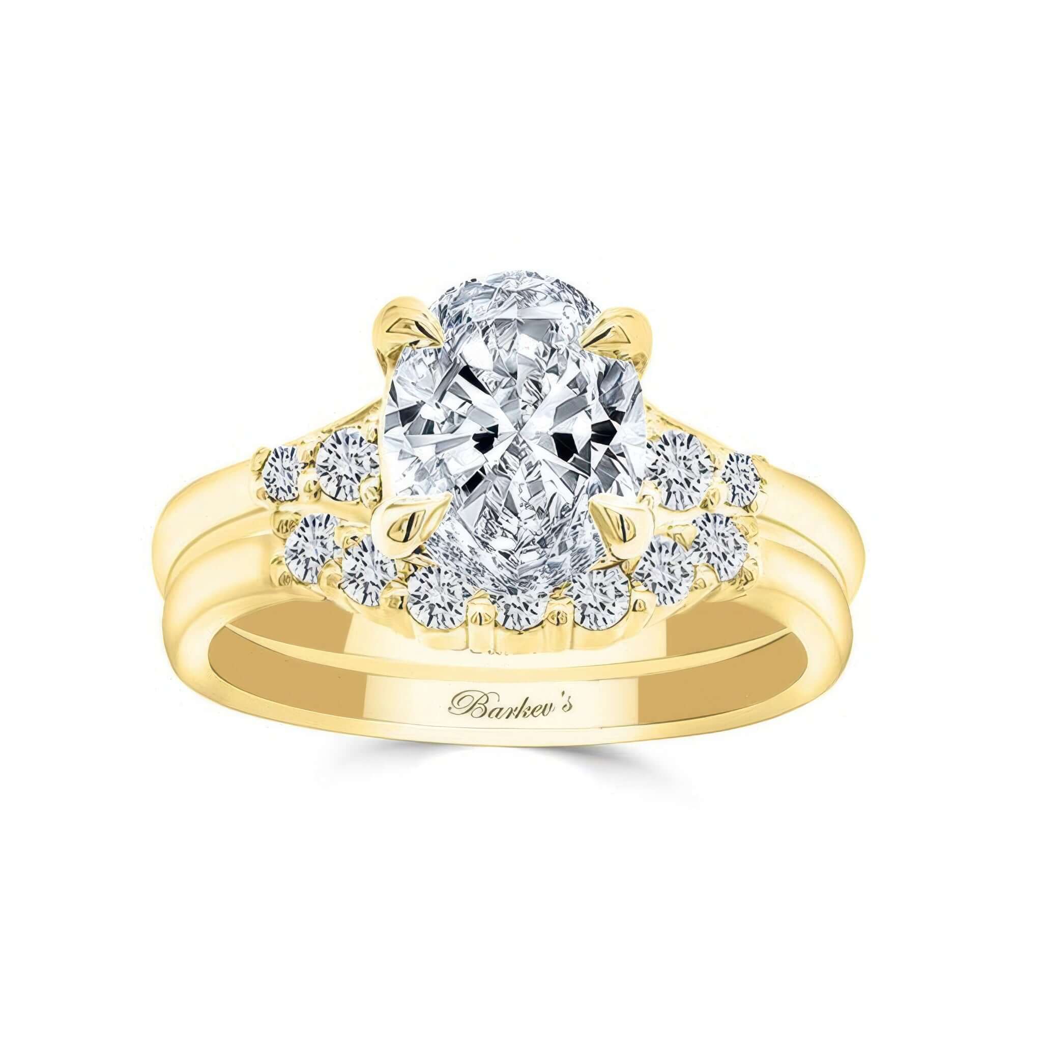 Modern 2 Carat Oval Diamond Wedding Ring Set