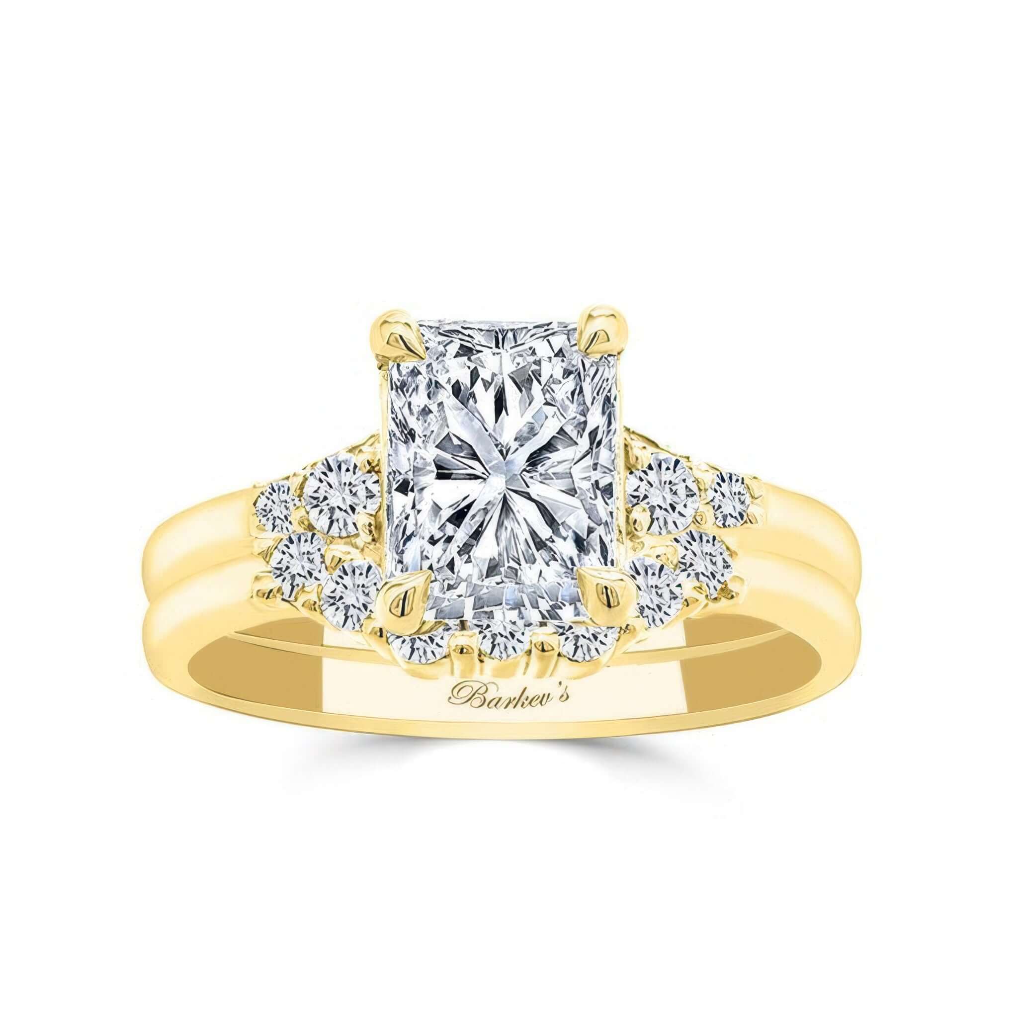 Modern 2 Carat Radiant Diamond Wedding Ring Set