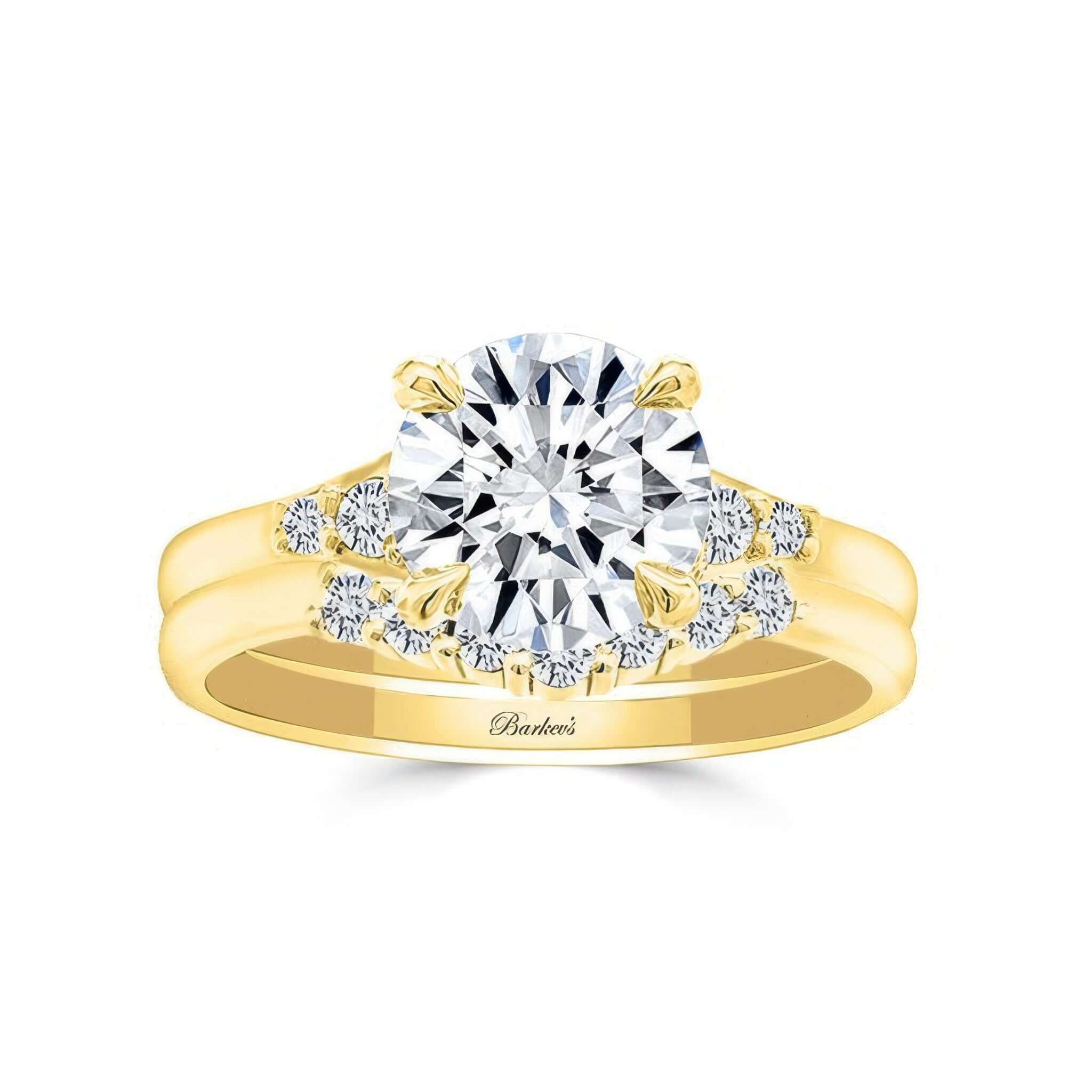 Modern 2 Carat Round Diamond Wedding Ring Set