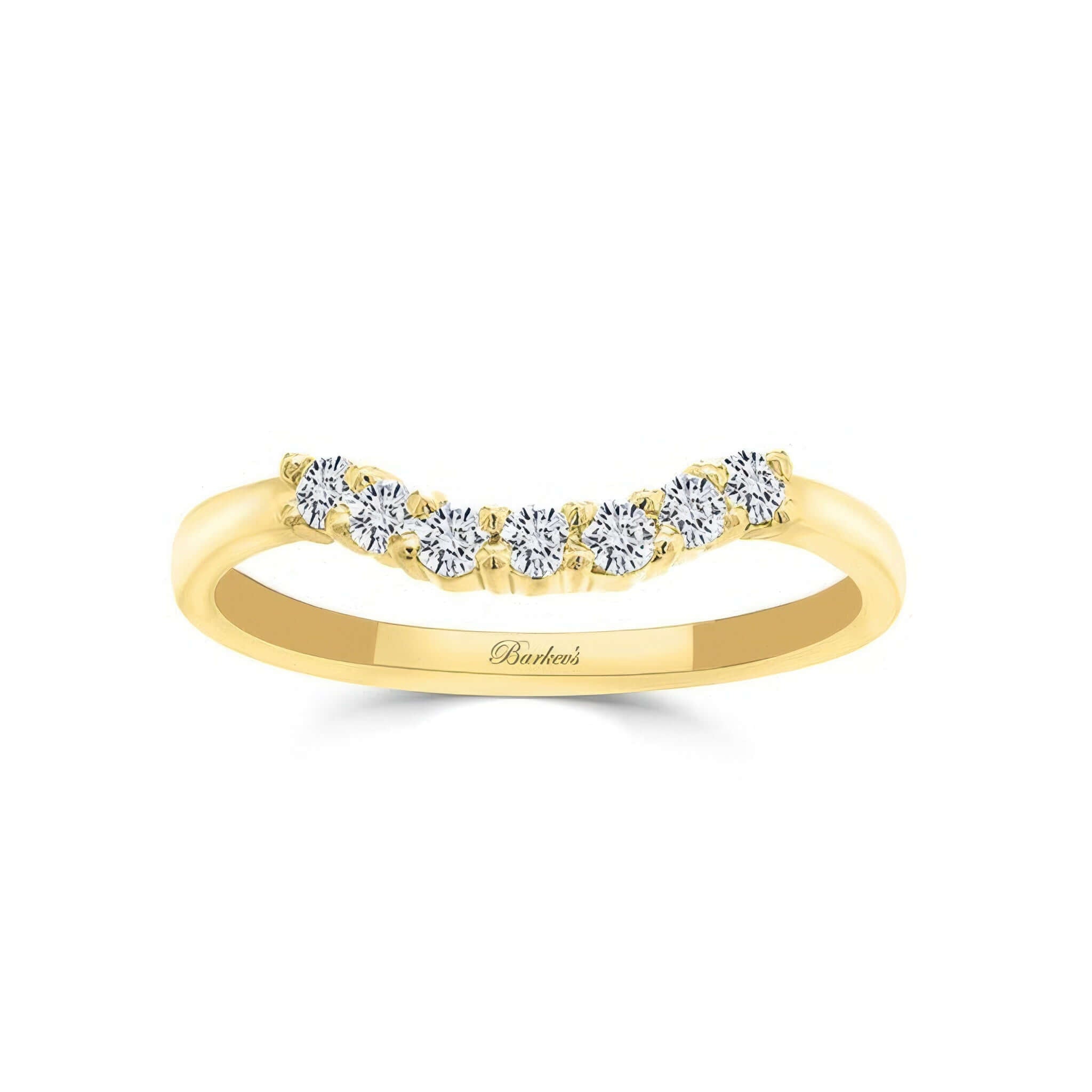 Slightly Curved 7 Diamond Wedding Band