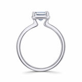Double band 2 carat emerald cut diamond solitaire ring with a sleek design and elegant setting.