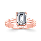 Double Band 2 Carat Emerald Cut Diamond Solitaire Ring in rose gold showcasing brilliance and elegant design.