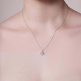 Round Beaded Lab Grown Diamond Silver Pendant Necklace