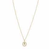 Round Beaded Lab Grown Diamond 18K Gold Vermeil Pendant Necklace
