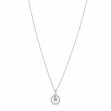 Gold beaded necklace featuring a lab grown diamond pendant attached by a ring bail on a white background.