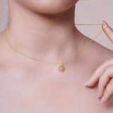 Round Beaded Lab Grown Diamond Gold Pendant Necklace