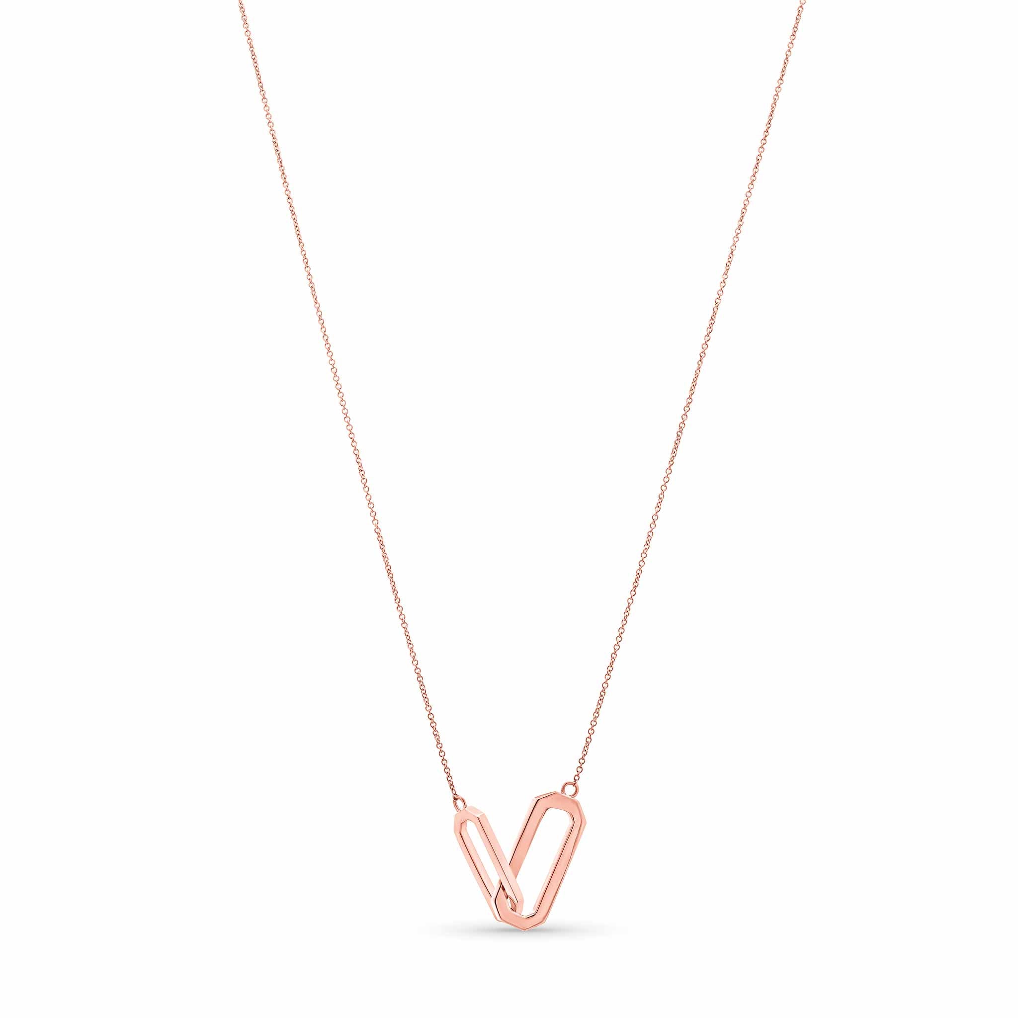Double Interlocking Paper Clip Link Gold Necklace