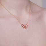 Double Interlocking Paper Clip Link Gold Necklace