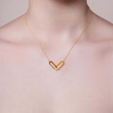 Double Interlocking Paper Clip Link Gold Necklace