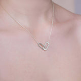 Double Interlocking Paper Clip Link Gold Necklace