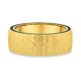 7mm Yellow Gold Hammered Wedding Band with Carbon Fiber Interior