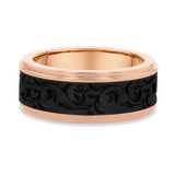 Rose Gold and Carbon Fiber Vine Men’s Wedding Band