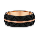 8mm Ornate Floral Pattern Carbon Fiber Wedding Band