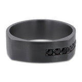 7mm Offset Black Diamond Wedding Band