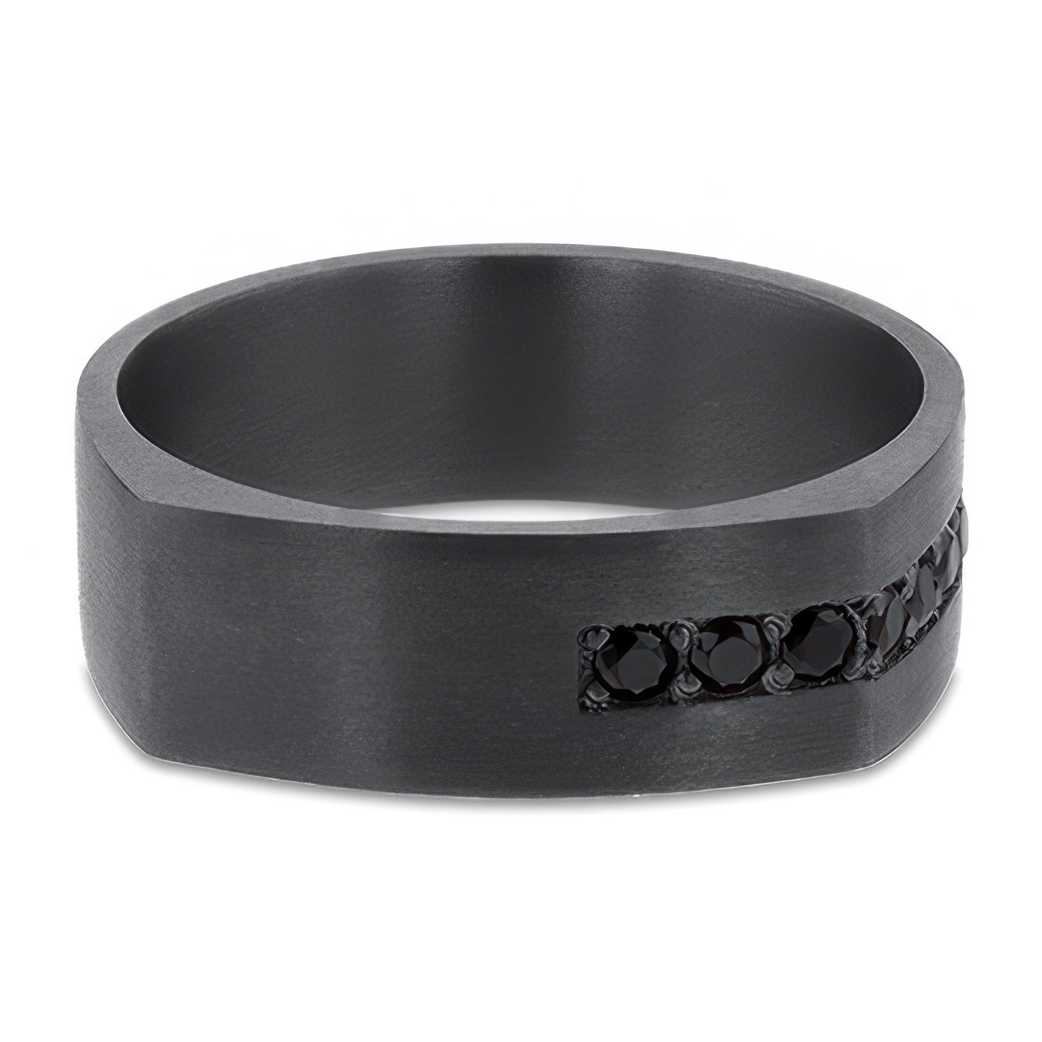 7mm Offset Black Diamond Wedding Band