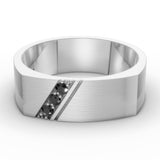 7mm Diagonal Etched Black Diamond Wedding Band