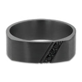 7mm Diagonal Etched Black Diamond Wedding Band