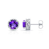 Unique 1 Carat Amethyst Studs