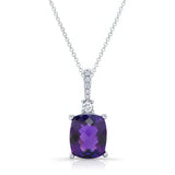 White Gold Amethyst and Diamond Necklace AM-8170N