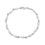Elongated Teardrop Link Silver Bracelet