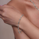 Elongated Teardrop Link Silver Bracelet