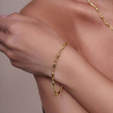 Elongated Teardrop Link Gold Bracelet