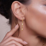 Elongated Teardrop Link Gold Earrings