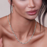 Elongated Teardrop Link Silver Necklace