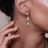 Flat Teardrop Link Silver Earrings