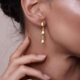 Flat Teardrop Link Gold Earrings